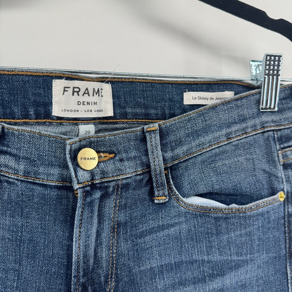 FRAME Denim le Skinny de Jeanne Skinny Jeans - Size 29 Classic Medium Wash - Picture 4 of 7